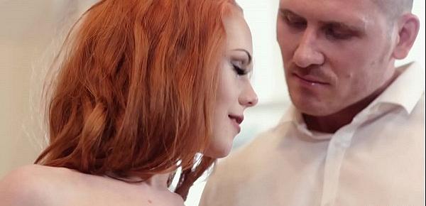  Pale skin redhead gets booty smashed in hardcore scenes